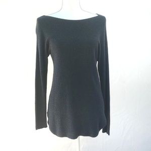 Joan Vass long sleeve tunic, charcoal gray. size S